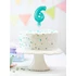 Kék 6-os Light Blue szám fólia lufi tortára 13 cm