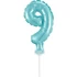 Kék 9-es Light Blue szám fólia lufi tortára 13 cm