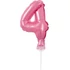 Rózsaszín 4-es Pink szám fólia lufi tortára 13 cm