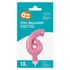 Rózsaszín 6-os Pink szám fólia lufi tortára 13 cm