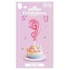 Rózsaszín 9-es Pink szám fólia lufi tortára 13 cm