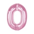 Rózsaszín 0-ás Light Pink szám fólia lufi 92 cm