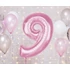 Rózsaszín 9-es Light Pink szám fólia lufi 92 cm